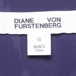 Pre Owned Diane Von Furstenberg Navy Blue Jacquard Maxi Wrap Dress L