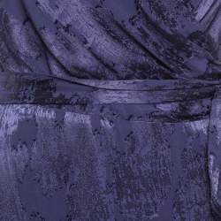 Pre Owned Diane Von Furstenberg Navy Blue Jacquard Maxi Wrap Dress L