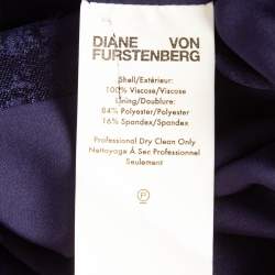 Pre Owned Diane Von Furstenberg Navy Blue Jacquard Maxi Wrap Dress L