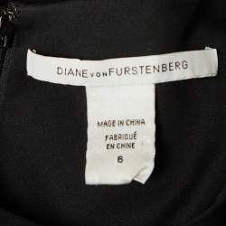 Diane Von Furstenberg Black/Gold Lurex and Jersey Blee Midi Dress M