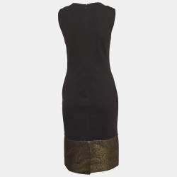 Diane Von Furstenberg Black/Gold Lurex and Jersey Blee Midi Dress M