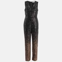 Diane Von Furstenberg Black Sequin Embellished Eryn Jumpsuit M