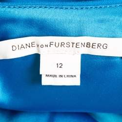 Pre Owned Diane Von Furstenberg Blue Jersey Sleeveless Jori Dress L
