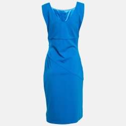 Pre Owned Diane Von Furstenberg Blue Jersey Sleeveless Jori Dress L