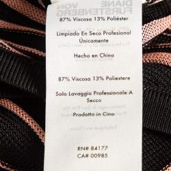 Pre Owned Diane Von Furstenberg Black/Pink Stretch Knit Edeline Wrap Dress S