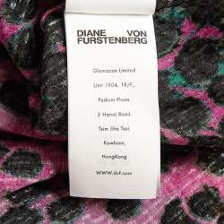 Pre Owned Diane Von Furstenberg Pink Printed Jacquard Manal Midi Dress S