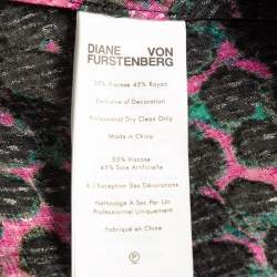 Pre Owned Diane Von Furstenberg Pink Printed Jacquard Manal Midi Dress S