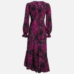 Pre Owned Diane Von Furstenberg Pink Printed Jacquard Manal Midi Dress S