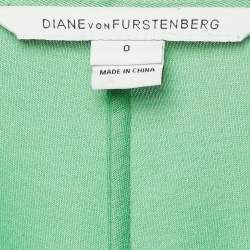 Pre Owned Diane Von Furstenberg Green Silk & Cotton Knit Wrap Dress XS