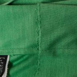 Pre Owned Diane Von Furstenberg Green Silk & Cotton Knit Wrap Dress XS