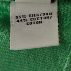 Pre Owned Diane Von Furstenberg Green Silk & Cotton Knit Wrap Dress XS