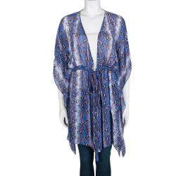 Pre Owned Diane Von Furstenberg Snakeskin Printed Silk Tamarindo Kaftan Tunic XS