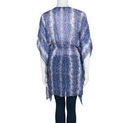 Pre Owned Diane Von Furstenberg Snakeskin Printed Silk Tamarindo Kaftan Tunic XS