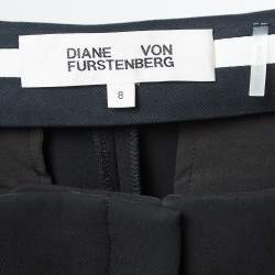Diane Von Furstenberg Black Stretch Crepe High-Rise Trousers M