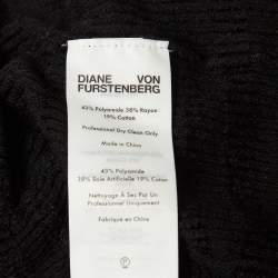 Pre Owned Diane Von Furstenberg Black Patterned Knit Sweater Top M