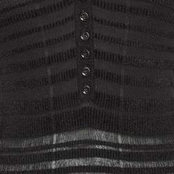 Pre Owned Diane Von Furstenberg Black Patterned Knit Sweater Top M
