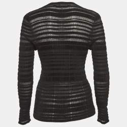 Pre Owned Diane Von Furstenberg Black Patterned Knit Sweater Top M