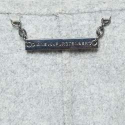 Pre Owned Diane Von Furstenberg Grey Wool Blend Open Front Overcoat L