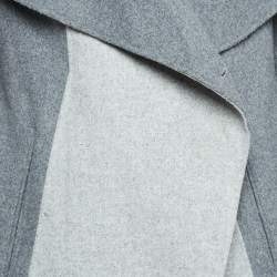 Pre Owned Diane Von Furstenberg Grey Wool Blend Open Front Overcoat L