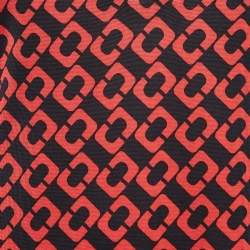 Pre Owned Diane Von Furstenberg Red Printed Silk Jersey Mini Dress M