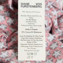 Pre Owned Diane Von Furstenberg Red Printed Knit Full Sleeves Mini Dress S