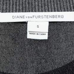 Pre Owned Diane Von Furstenberg Black Lace & Jersey Mini Dress S