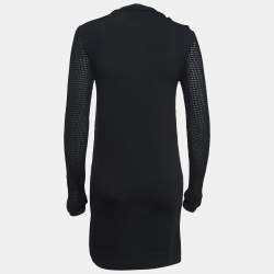 Pre Owned Diane Von Furstenberg Black Lace & Jersey Mini Dress S