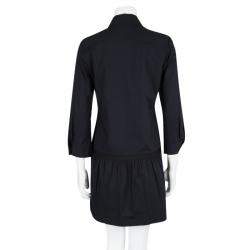 Diane Von Furstenberg Amy Lu Black Sequin Pintuck Detail Long Sleeve Dress M