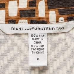 Pre Owned Diane Von Furstenberg Brown Printed Jersey Midi Dress XS