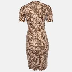 Pre Owned Diane Von Furstenberg Brown Printed Jersey Midi Dress XS