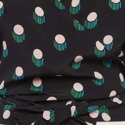 Pre Owned Diane Von Furstenberg Black Printed Tie-Up Crop Top S