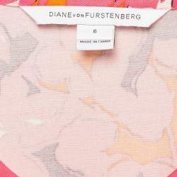 Pre Owned Diane Von Furstenberg Pink Eden Garden Print Jersey and Silk Davina Maxi Dress M
