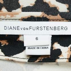 Pre Owned Diane Von Furstenberg White Floral Print Wrap Dress M