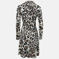 Pre Owned Diane Von Furstenberg White Floral Print Wrap Dress M