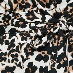 Pre Owned Diane Von Furstenberg White Floral Print Wrap Dress M