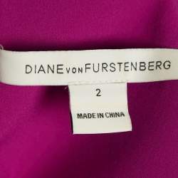 Pre Owned Diane Von Furstenberg Pink Knit Scallop Caralyn Dress S