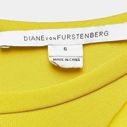 Pre Owned Diane Von Furstenberg Acid Yellow Jersey Oka Sheath Dress M