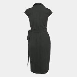 Pre Owned Diane Von Furstenberg Dark Grey Worsted Wool Griffith Wrap Dress M