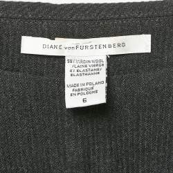 Pre Owned Diane Von Furstenberg Dark Grey Worsted Wool Griffith Wrap Dress M