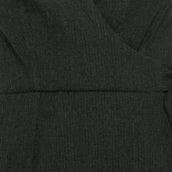 Pre Owned Diane Von Furstenberg Dark Grey Worsted Wool Griffith Wrap Dress M