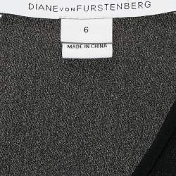 Pre Owned Diane Von Furstenberg Black Crepe Round Neck Top M