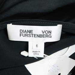 Pre Owned Diane Von Furstenberg Black Satin Ruffled One-Shoulder Long Dress M