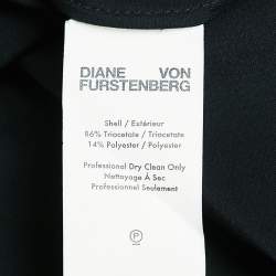 Pre Owned Diane Von Furstenberg Black Satin Ruffled One-Shoulder Long Dress M