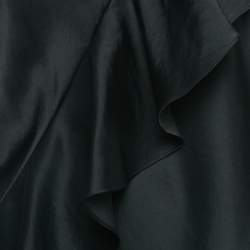 Pre Owned Diane Von Furstenberg Black Satin Ruffled One-Shoulder Long Dress M