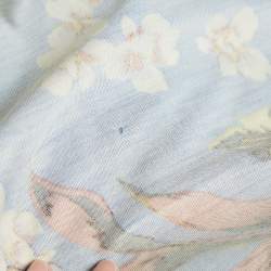 Pre Owned Diane Von Furstenberg Blue Floral Print Jersey Wrap Dress S