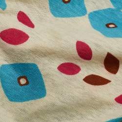 Pre Owned Diane Von Furstenberg Cream Printed Linen Blend Knit Halter Neck Franz Maxi Dress M