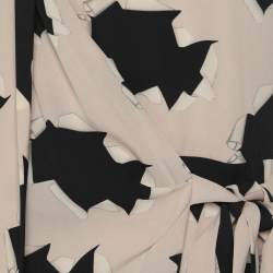 Pre Owned Diane Von Furstenberg Pink/Black Spina Print Silk One Shoulder Jumpsuit S