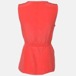 Pre Owned Diane Von Furstenberg Neon Orange Silk Belgin Sleeveless Top S