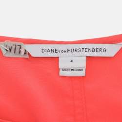 Pre Owned Diane Von Furstenberg Neon Orange Silk Belgin Sleeveless Top S