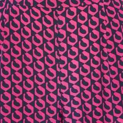 Pre Owned Diane Von Furstenberg Pink/Blue Printed Silk Petunia Pants M